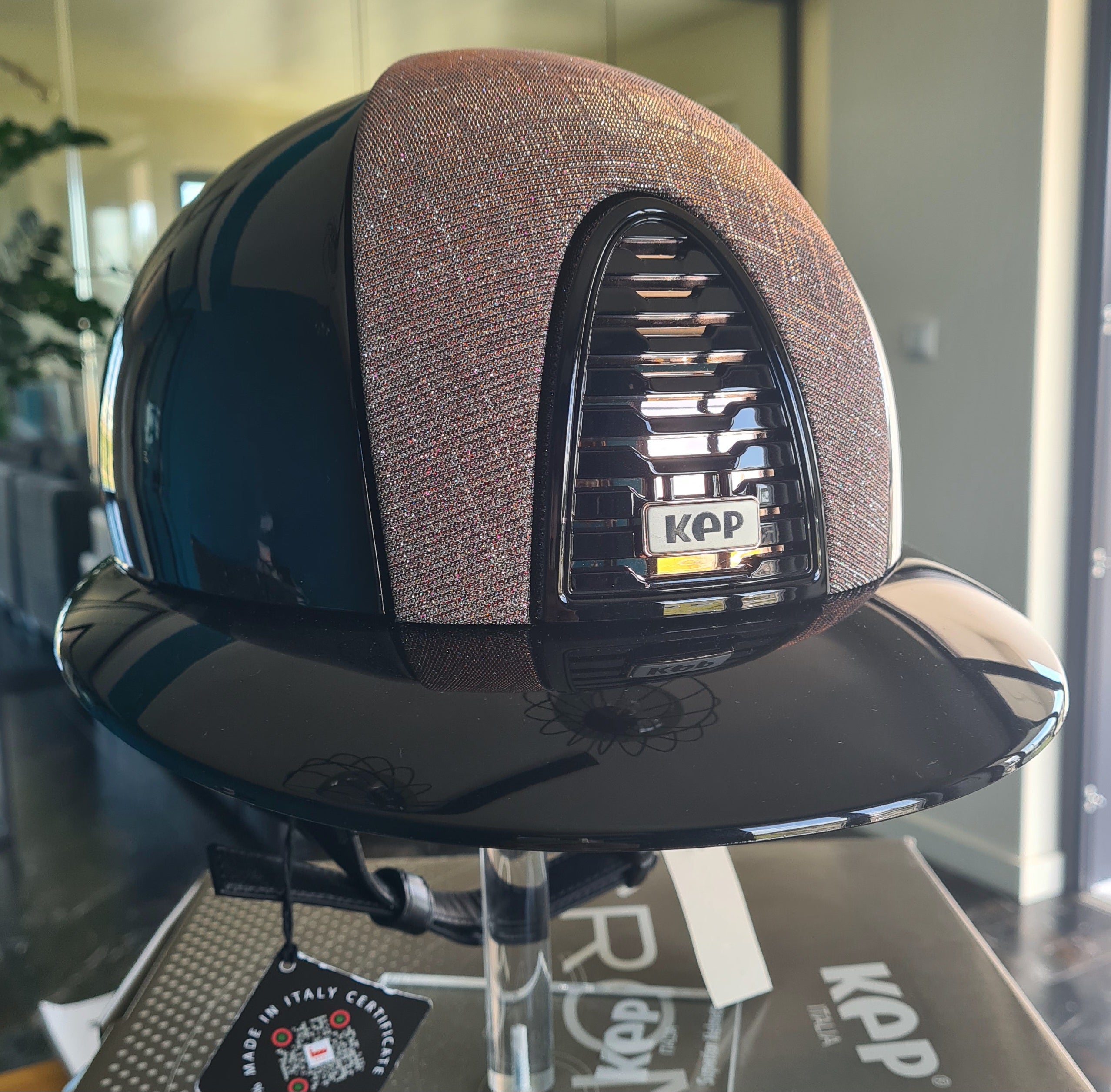 Kask KEP Italia CROMO 2.0 POLISH METAL BLACK FRONT/POLO GALASSIA ROSA + SOTTO GRIGLIA - Cavalo